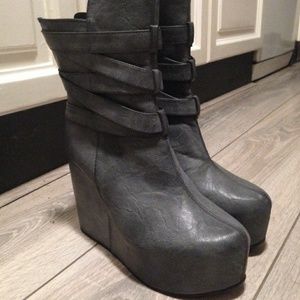 H&M Dragon Tattoo Platform Wedge Boots